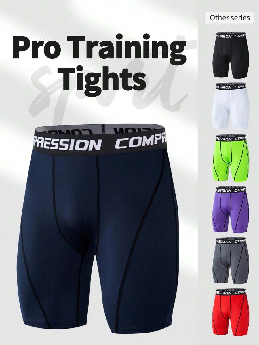 Nam Thể thao Nhanh khô Tập thể dục Quần short Với In thư , Đối với Khỏe mạnh , Ngoài trời Tập huấn - Màu xanh hải quân - Xem 1