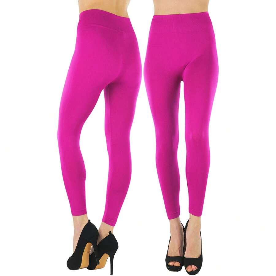 ToBeInStyle Women's Colorful Elastic Capri Length Leggings - 27" 高腰-粉紅色莓果 - 查看 1