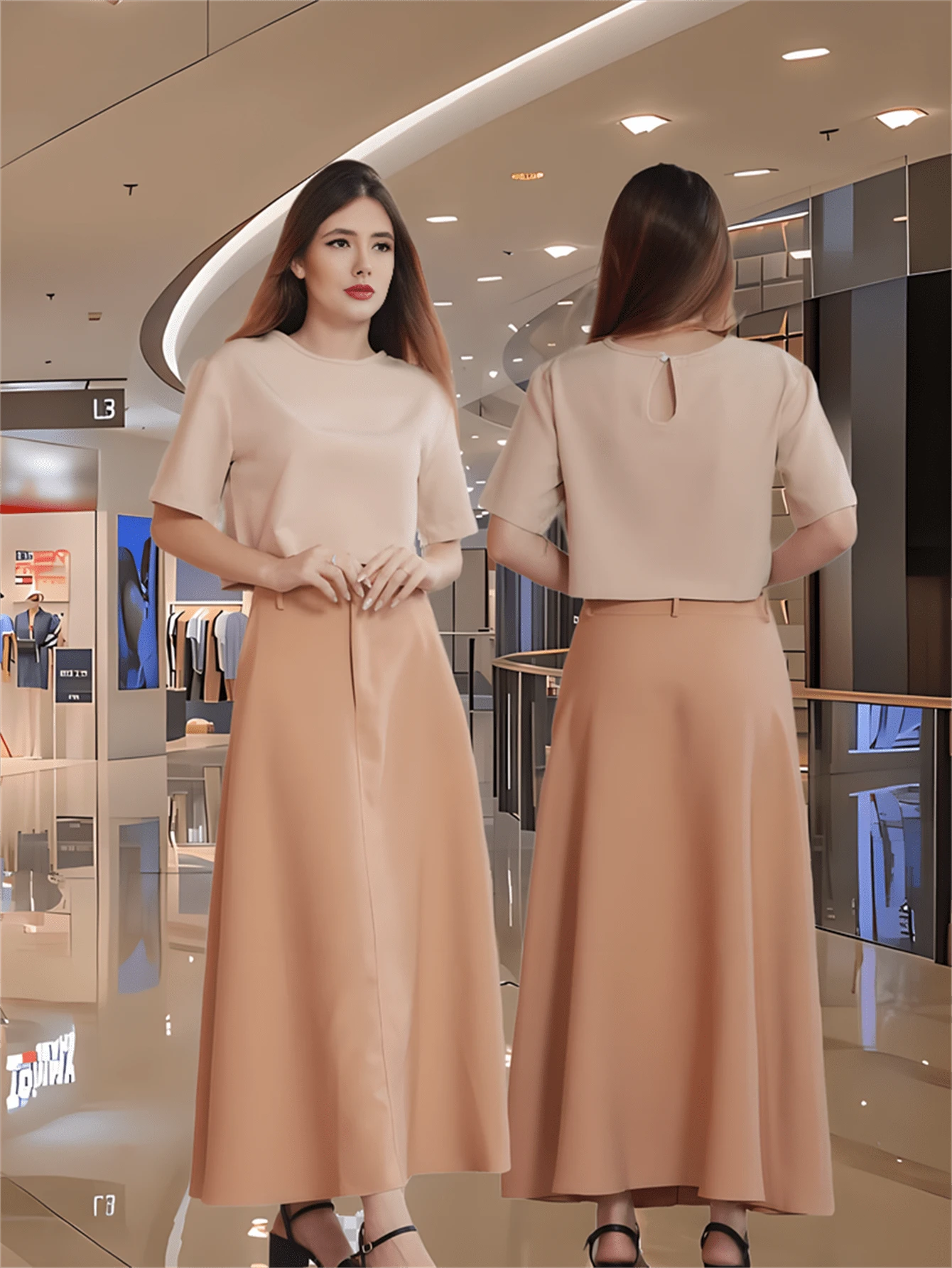 Women Two-Piece Outfits - Beige - View 1