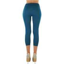 ToBeInStyle Women's Colorful Elastic Capri Length Leggings - Seamless - Teal - View 2