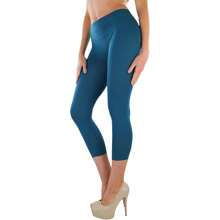 ToBeInStyle Women's Colorful Elastic Capri Length Leggings - Seamless - Teal - View 7