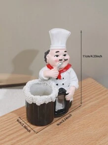 1 Pieza Adorno De Decoración De Hogar Con Forma De Chef De Resina - Multicolor - Ver 2