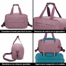 Cabin Bag Convertible Into Backpack 40x20x25cm Ryanair 10kg Hand Luggage Vueling Cabin Bag - Black/Navy Blue/Pink/Purple/Red/Gray - Purple - View 3