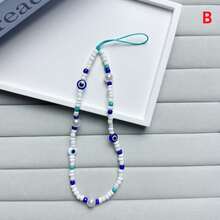 Hồng/xanh Mắt quỷ Kết cườm Điện thoại di động Dây đeo - Hồng - Xem 5