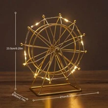 1 Đèn bàn không khí vòng đu quay kiểu cổ điển, Điều khiển công tắc 3 loại đèn ngủ có thể điều chỉnh độ sáng, Đèn bàn trang trí không khí nghệ thuật cho quầy bar nhà hàng LED (Không có pin) - Vòng đu quay vàng + dây đèn - Xem 4