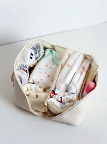 Foldable Travel Pillow Bag For Baby's Drool Bibs, Clothes, Accessories Storage, Mommy Bag - White - View 2