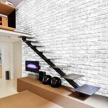 1 Cuộn Tự dính Hình nền , 3D Trắng Gạch hoa văn Tiếp xúc Giấy , Bóc Và Gậy , Không thấm nước Có thể tháo rời Phòng khách Phòng bếp Phòng ngủ Ký túc xá Hình nền , Đồ nội thất Tân trang Hình nền , Thẩm mỹ Trang trí Hình nền - màu đen - Xem 8