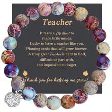 1PC Valentine's Day Gift Teacher, Christmas Gift For Teacher Women, Teacher Appreciation Gifts, Graduation Gifts For Teacher Natural Stone Apple Bracelet Gifts, Beads Bracelets For Teacher's Day, Mom, Mother, Mother's Day, Gift