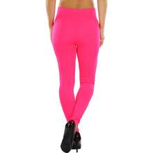 ToBeInStyle Women's Colorful Elastic Full Length Leggings - High-waist - Hot Pink - View 2
