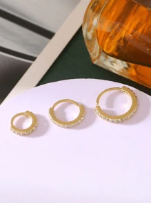 3pcs/Set Copper & Cubic Zirconia Nose Ring, Perfect For Dates And As A Gift For Body Piercing Valentines, Mom, Mother, Mother's Day, Gift