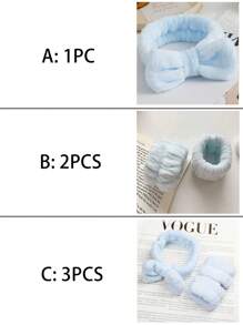 1 pièce Bandeau de bain couleur unie et 2 pièces Bracelet de bain, ensemble créatif de bandeau de maquillage facial et de bracelet de lavage en polyester pour la salle de bain à la maison, décoration de salle de bain estivale