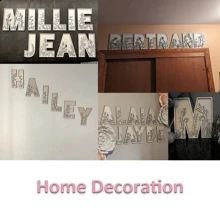 1 pieza Decoración de pared con flores silvestres, letras de madera para guardería, letrero de nombre bohemio, letras 3D con flores, alfabeto de madera, letrero para habitación de niña, mejor regalo