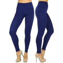 ToBeInStyle Women's Colorful Elastic Full Length Leggings - Full Length - Navy - View 2