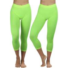 ToBeInStyle Women's Colorful Elastic Capri Length Leggings - Eo cao - Vôi - Xem 4