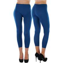 ToBeInStyle Women's Colorful Elastic Capri Length Leggings - 無縫-海軍藍 - 查看 1