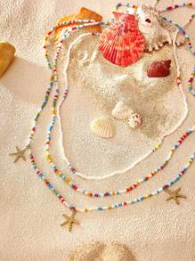 1 件波西米亞珠寶 2000 年多層夏季海灘海洋彩色串珠腰鏈,帶有可愛海星、貝殼和海螺吊墜,適合比基尼、波西米亞連身裙、音樂節、派對和舞會
