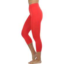 ToBeInStyle Women's Colorful Elastic Capri Length Leggings - 高腰-火紅 - 查看 3
