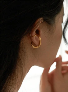 Nouvelle arrivée pour l'Aïd al-Adha, 2 pièces Ensemble de clips d'oreille asymétriques dorés en laiton plaqué or, taille asymétrique sans perçage, couleurs argent et or pour un mélange et un assortiment personnalisés