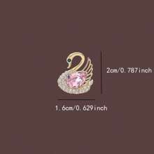 1件高端水晶天鵝造型胸針,適合女性日常穿著 - 金色 - 查看 1