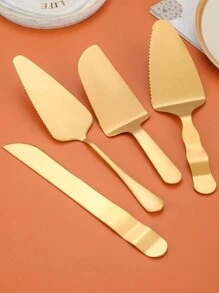 1pc/4pcs Stainless Steel Cake Shovel Knife Dessert Shovel Knife,Kitchen,Christmas Gift - Gold - View 4