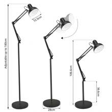 Floor Lamp, Industrial Floor Lamps Corner Lamp Rustic Farmhouse Standing Lamp, Adjustable Metal Heads Indoor Task Lighting Reading Floor Lamps For Living Room, Bedroom, E27 Socket - Black - View 9