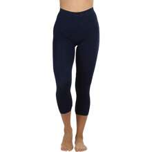 ToBeInStyle Women's Colorful Elastic Capri Length Leggings - 高腰-海軍藍 - 查看 4