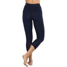 ToBeInStyle Women's Colorful Elastic Capri Length Leggings - 高腰-海軍藍 - 查看 2