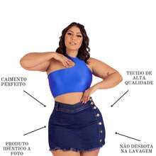Plus Size Denim Shorts - Màu xanh hải quân - Xem 3