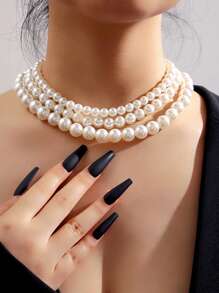 Đồ trang trí Ngọc Trai giả Dây chuyền - trắng - Xem 13