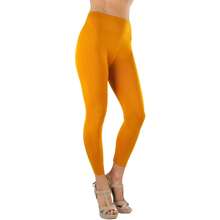 ToBeInStyle Women's Colorful Elastic Capri Length Leggings - 27" High-waisted - Gold - View 6