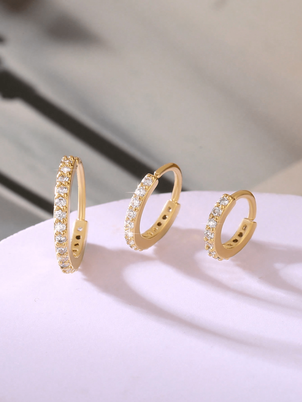 3pcs/Set Copper & Cubic Zirconia Nose Ring, Perfect For Dates And As A Gift For Body Piercing Valentines, Mom, Mother, Mother's Day, Gift