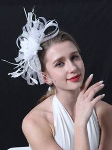 Fascinators Cho Nữ Tiệc Trà Nón Kentucky Derby Nón Lưới Hoa Lông Đầu Mũ Tóc Cho Bé Gái Nơ Thanh Lịch - A - Xem 12