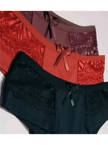 kit 4 Calcinhas Cós Alto Senhora Calçola Feminina Tangão Microfibra com Renda