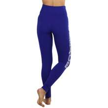 ToBeInStyle Women's Colorful Elastic Full Length Leggings - Peace Print - Royal - View 3