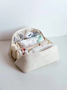 Foldable Travel Pillow Bag For Baby's Drool Bibs, Clothes, Accessories Storage, Mommy Bag - White - View 4
