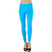 ToBeInStyle Women's Colorful Elastic Full Length Leggings - Rhinestone Ruched - Turquoise - View 3