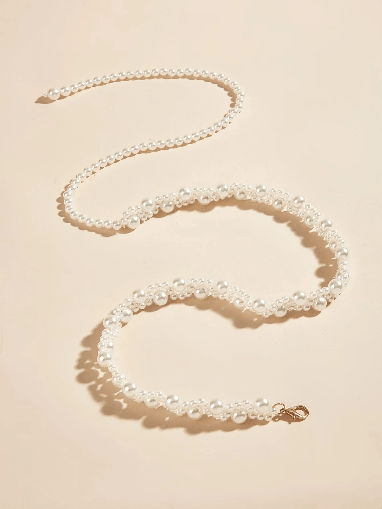 1pc Child Pearl Double Butterfly Waist Belt - Beige - View 1