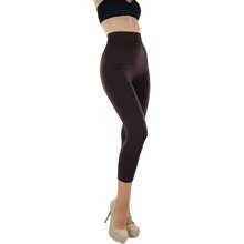 ToBeInStyle Women's Colorful Elastic Capri Length Leggings - 寬腰帶-咖啡色 - 查看 4