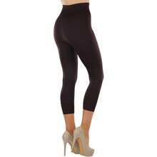 ToBeInStyle Women's Colorful Elastic Capri Length Leggings - 寬腰帶-咖啡色 - 查看 6