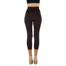 ToBeInStyle Women's Colorful Elastic Capri Length Leggings - 寬腰帶-咖啡色 - 查看 3