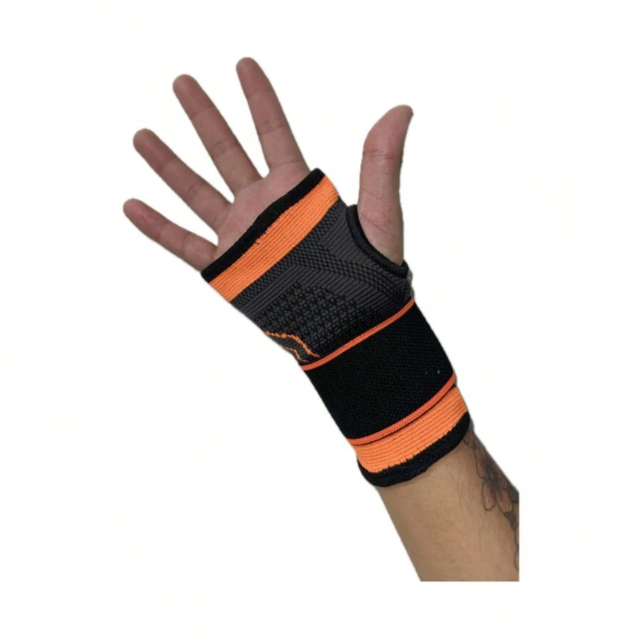 Par Muñequeras Deportivas crossfit para pesas gimnasio Para no Lastimar Ligamentos - Naranja - Ver 1