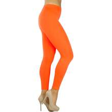 ToBeInStyle Women's Colorful Elastic Full Length Leggings - Seamless - Neon Orange - View 2