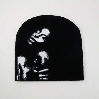 Street 1 st Jacquard stickad hatt för damer med själsmönster Lämplig för dagligt bruk Vinter höst