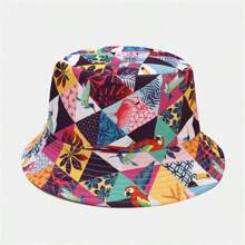 Boho 1pc Ladies' Reversible Bucket Hat With Panama & Cartoon Print Design Suitable For Daily Wear - One Size (56-60cm) - View 15
