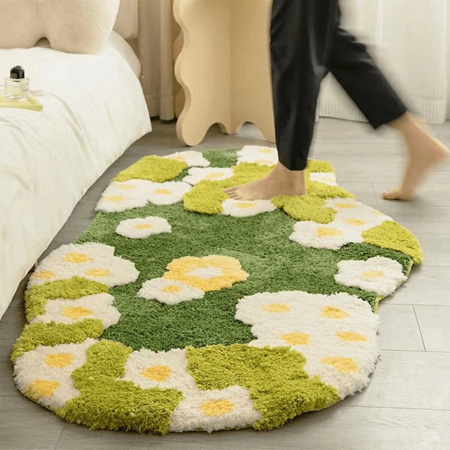 3d Asymmetric Bathroom Carpet Flower Forest Daisy Moss Living Room ...