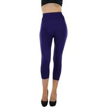 ToBeInStyle Women's Colorful Elastic Capri Length Leggings - 寬腰帶-紫色 - 查看 2