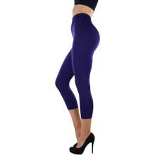 ToBeInStyle Women's Colorful Elastic Capri Length Leggings - 寬腰帶-紫色 - 查看 7