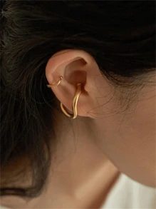 Nouvelle arrivée pour l'Aïd al-Adha, 2 pièces Ensemble de clips d'oreille asymétriques dorés en laiton plaqué or, taille asymétrique sans perçage, couleurs argent et or pour un mélange et un assortiment personnalisés