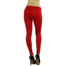 ToBeInStyle Women's Colorful Elastic Full Length Leggings - Seamless - Red - View 4
