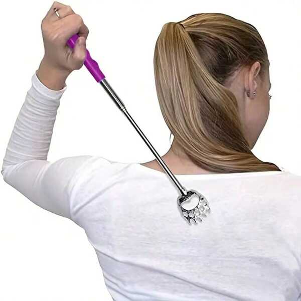1 Stück Bärenkrallen-Teleskop-Rückenkratzer - Rücken mit gummibegriffener Metallteleskop-Rückenkratzer - perfektes Geschenk für Männer und Frauen